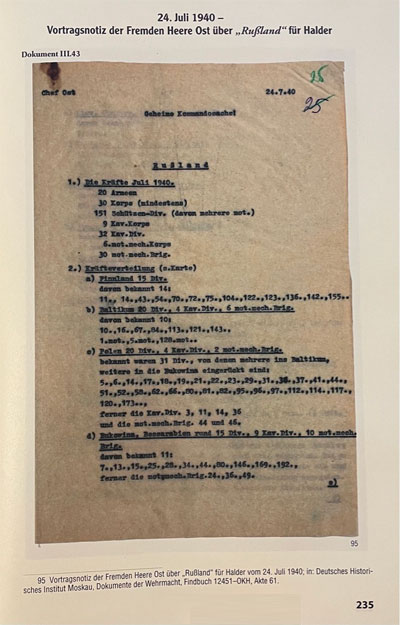 24.7.1940: Ein wichtiges deutsches Dokument von sehr vielen, die das Buch in Farbe zeigt